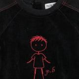 Velvet Baby Set with Stitching - Black