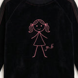 Velvet Stitched Baby Set - Black