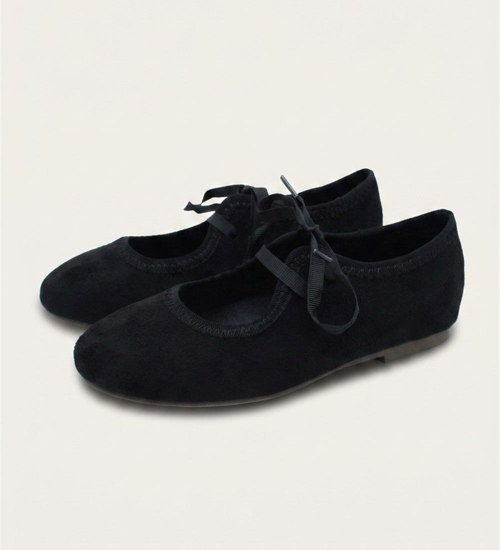 בלרינה קטיפה עם קשירת סרט - שחור | בנות | KIDISHOES | תמונה 4