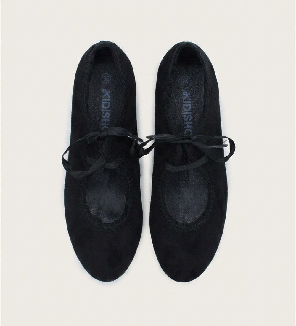 בלרינה קטיפה עם קשירת סרט - שחור | בנות | KIDISHOES | תמונה 1