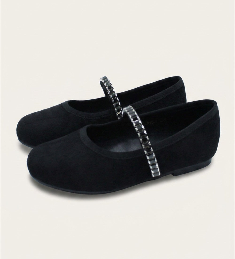 נעלי בובה זמש עם זירקונים - שחור | בנות | KIDISHOES | תמונה 4