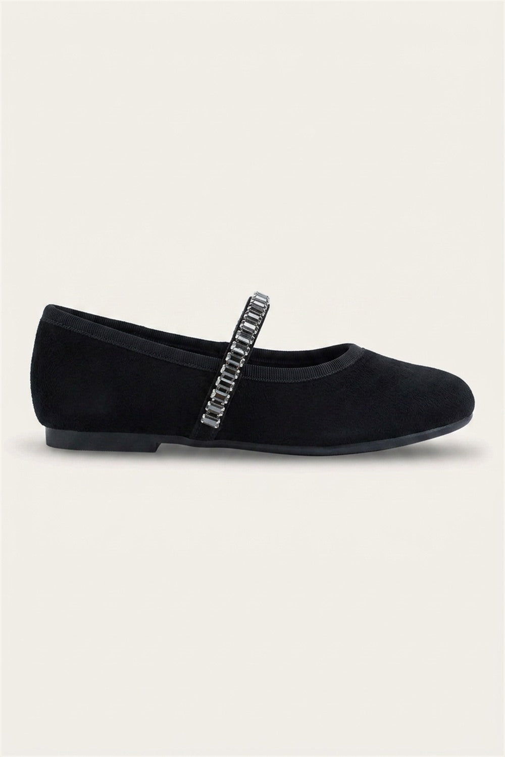 נעלי בובה זמש עם זירקונים - שחור | בנות | KIDISHOES | תמונה 2