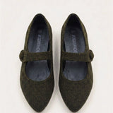 Doll shoes wool - dark green