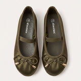 Satin Ballerina - Dark Green