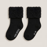 Ribbed Fur Socks - Black