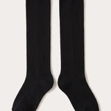 Perforated cotton tights - black