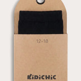 Perforated cotton tights - black