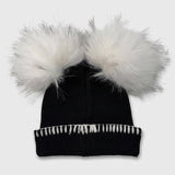 Knitted hat with 2 pom-poms - Black