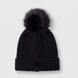 Beanie with a pompom - black