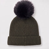 Beanie with pompom - Dark green
