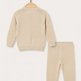 Floral collared knit set - Beige