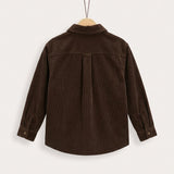 Corduroy shirt + printed half-turtleneck - brown