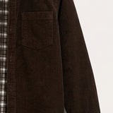 Corduroy shirt + printed half-turtleneck - brown