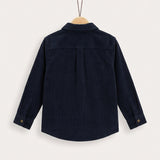 Corduroy shirt + printed half-turtleneck - Navy