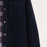 Corduroy shirt + printed half-turtleneck - Navy