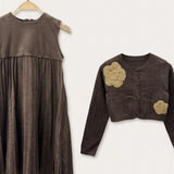 Pleated dress with cardigan - brown