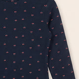 Printed half-turtleneck fashion shirt - Navy
