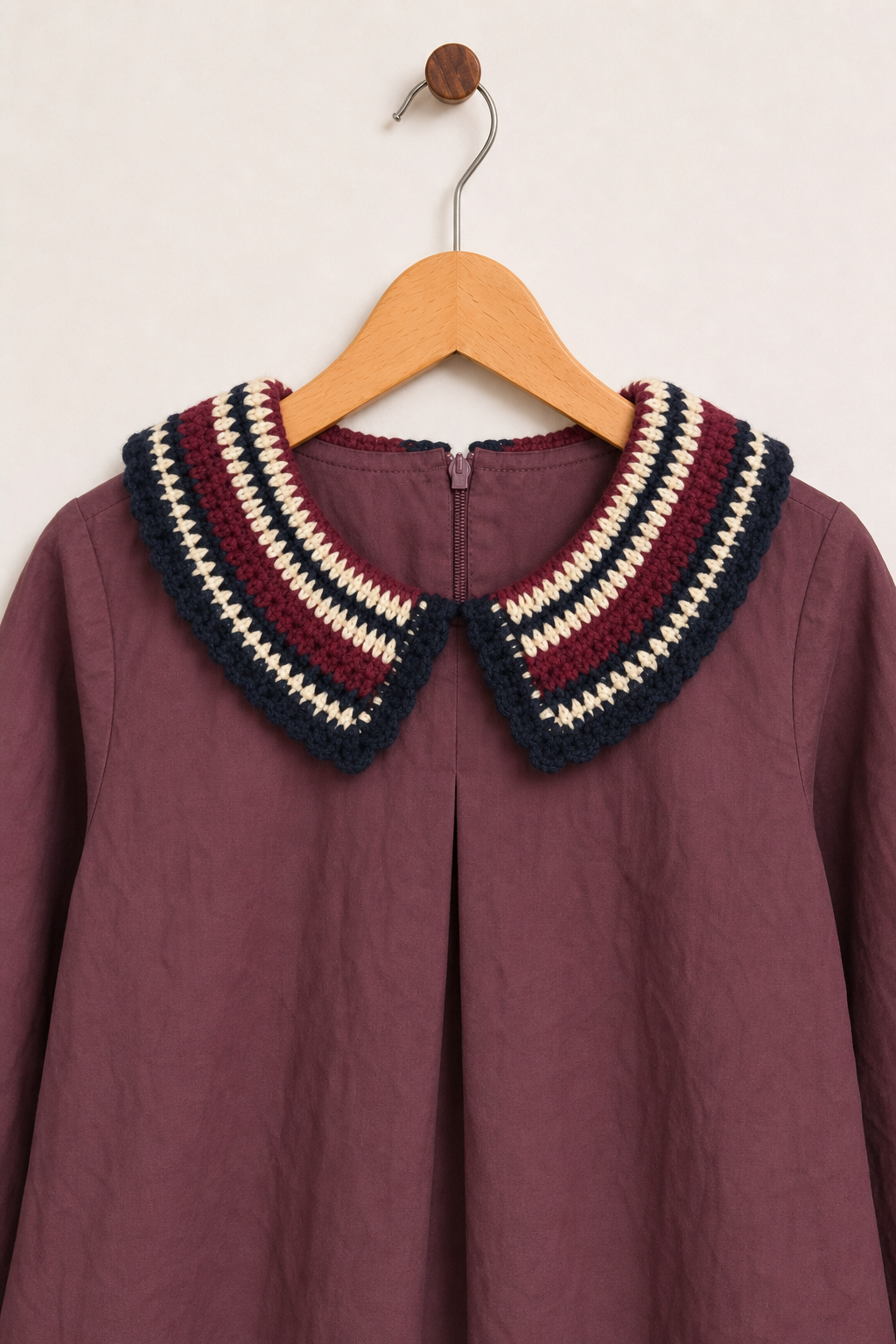 שמלה עם צווארון סרוג - בורדו | בנות | קידישיק | תמונה 2