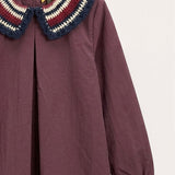 Dress with knitted collar - beige