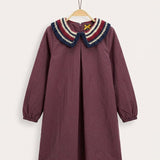 Dress with knitted collar - beige