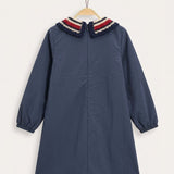 Dress with knitted collar - navy