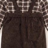 Corduroy baby set + printed shirt - brown