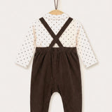Corduroy baby set + printed shirt - brown