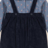 Corduroy baby set + printed shirt - navy girl