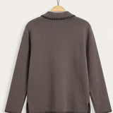 Knitted jacket with embroidery - cocoa
