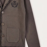 Knitted jacket with embroidery - cocoa