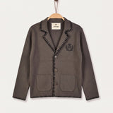 Knitted jacket with embroidery - cocoa