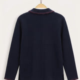 Knitted jacket with stitching - Navy