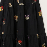 Embroidered Tiered Skirt - Black