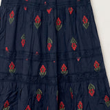 Embroidered Tiered Skirt - Navy