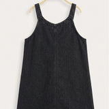Denim pinafore dress - black