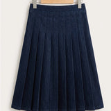 Pleated denim skirt - blue