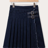 Pleated denim skirt - blue