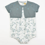 Overalls combined with a knit cardigan - turquoise