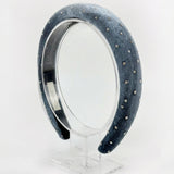 Velvet bow with zircons - gray