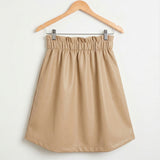 Chiffon leather skirt - beige
