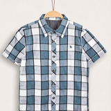Checkered shirt with Chinese collar - red
