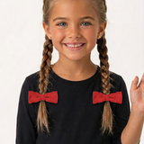 Pair of mini cotton lace pins - red