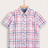 Checkered shirt with Chinese collar - blue