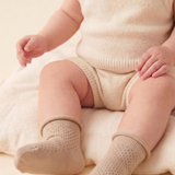 Curled lace socks - beige