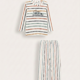Pajamas E.E. Striped with Art - Black