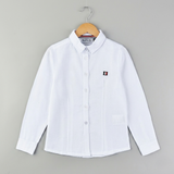 School button-down shirt with emblem - white