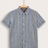 Plaid shirt with a mandarin collar - royal