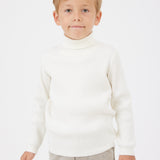 Ribbed knit golf shirt - cream