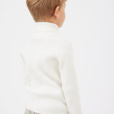 Ribbed knit golf shirt - cream