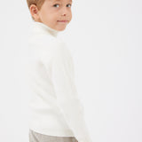 Ribbed knit golf shirt - cream